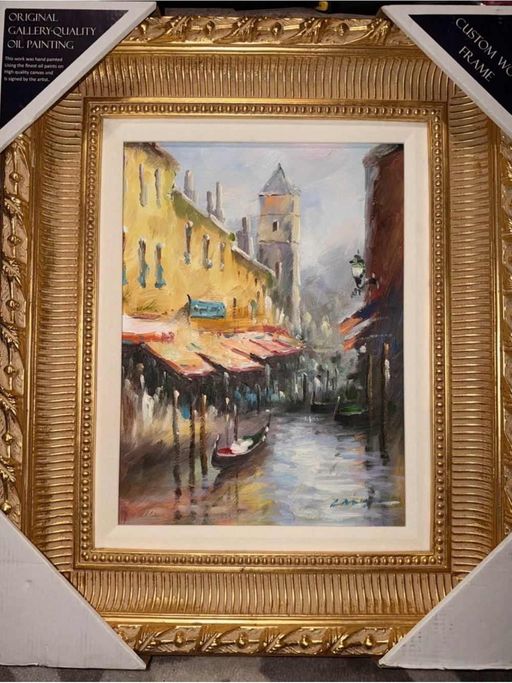 Ryan Mitchell Signed Original Oil on Canvas Venice Canal Painting Framed / NEW